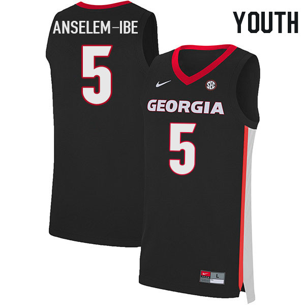 Youth #5 Frank Anselem-Ibe Georgia Bulldogs College Basketball Jerseys Stitched Sale-Black